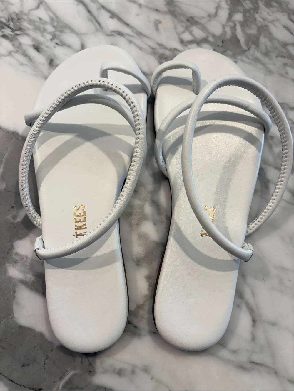 TKEES Tubular Mia White Double-Strap Flat Sandals